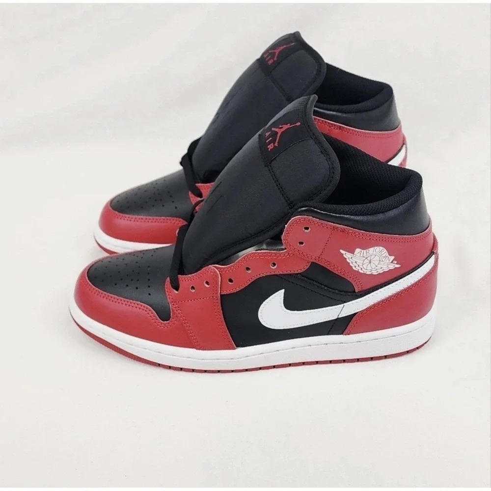 Nike Air Jordan 1 Mid Black Gym Red White GS Youth Size 5.5Y Basketball Shoes